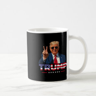 Trump Peace Sign Hand Usa Flag Trump 2024 Coffee Mug
