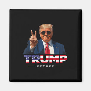 Trump Peace Sign Hand Usa Flag Trump 2024  Magnet