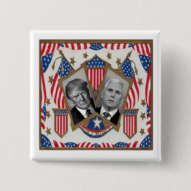 Trump & Pence 15 Cm Square Badge (Front)
