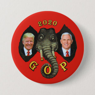 Trump Pence 2020 GOP Elephant 7.5 Cm Round Badge