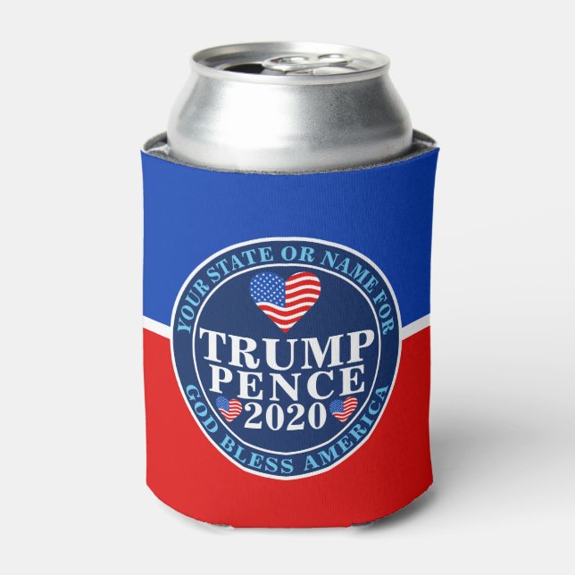 Trump Pence 2020 Hearts Patriotic Guy Stuff Can Cooler (Can Front)