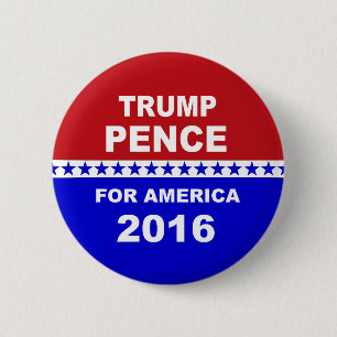 Trump Pence for America red white and blue 6 Cm Round Badge