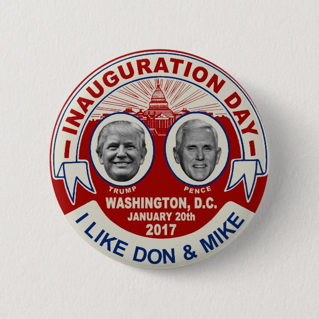 Trump Pence Retro Style Inauguration Day Souvenir 6 Cm Round Badge (Front)