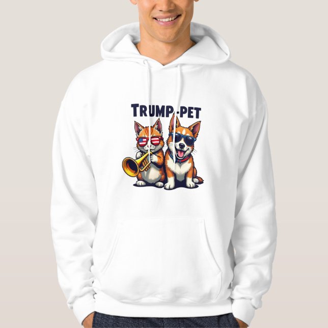 Trump pet Trump Make Our Pets Safe Again Trumpet Hoodie (Front)