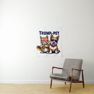 Trump pet Trump Make Our Pets Safe Again Trumpet Tapestry