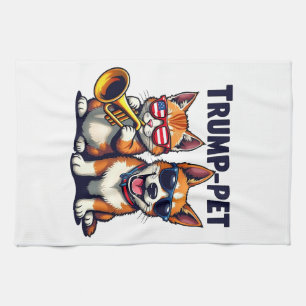 Trump pet Trump Make Our Pets Safe Again Trumpet Tea Towel