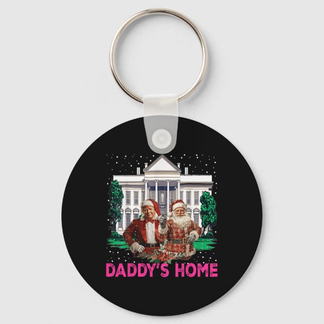 Trump Pink 2024 Take America Back Daddy's Home Chr Key Ring (Front)
