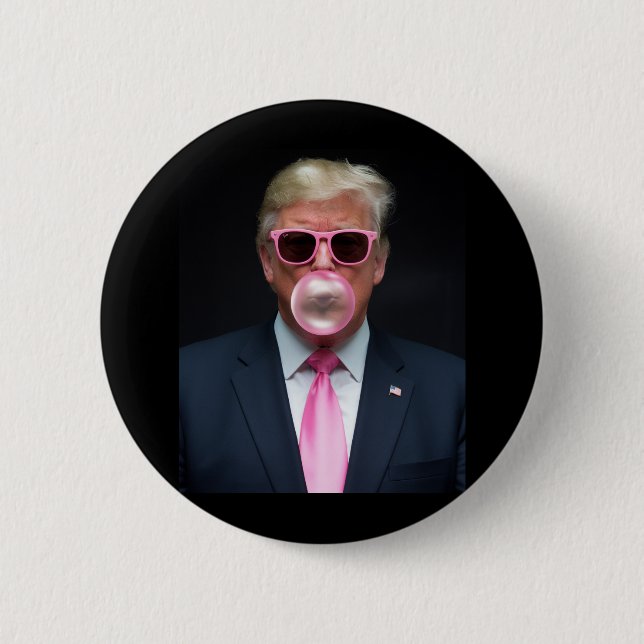 Trump Pink Bubble Gum President 47 USA 6 Cm Round Badge (Front)
