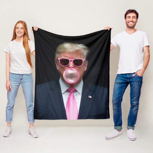 Trump Pink Bubble Gum President 47 USA Fleece Blanket (In Situ)