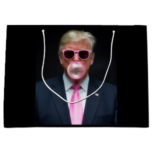 Trump Pink Bubble Gum President 47 USA Large Gift Bag