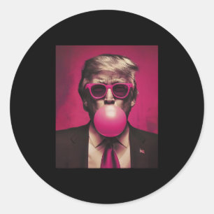 Trump Pink Bubblegum Trump Blowing Bubble Gum Vote Classic Round Sticker