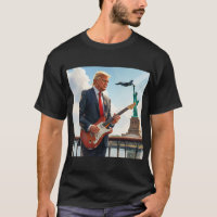 Trump Playing Electric Guitar at Statue Liberty