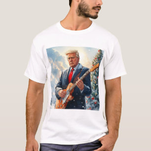Trump playing Electric Guitar by Christmas Tree T-Shirt