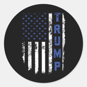 Trump Police Thin Blue Line Republican Cop Usa Fla Classic Round Sticker