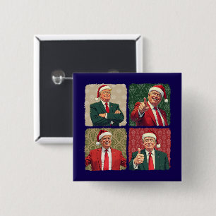 Trump Pop Art Christmas Button MAGA Holiday Pin
