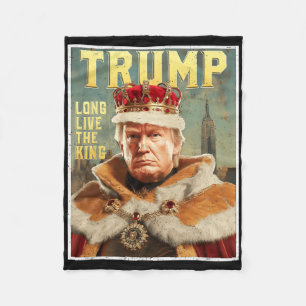 Trump Portrait Signature Long Live The King Vintag Fleece Blanket