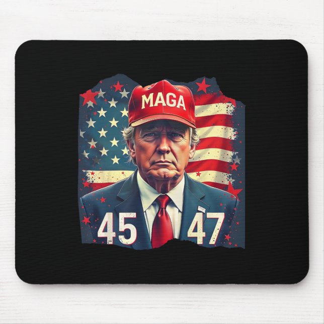 Trump President 45-47 Mega Us Flag  Mouse Pad (Front)