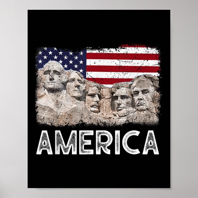 Trump President 45th Rushmore Mount American Flag  Poster (Front)