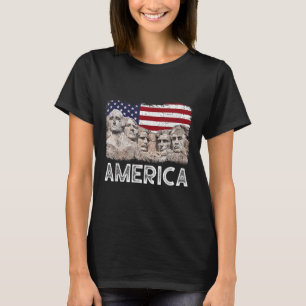 Trump President 45th Rushmore Mount American Flag  T-Shirt