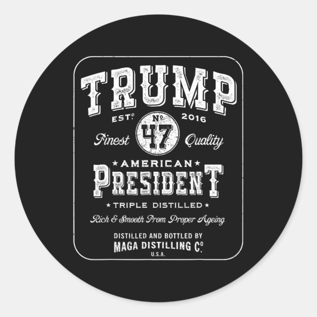 Trump President 47 Vintage Whiskey Label 2024 Vict (Front)