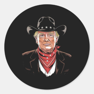 Trump President Cowboy Patriotic Classic Round Sticker