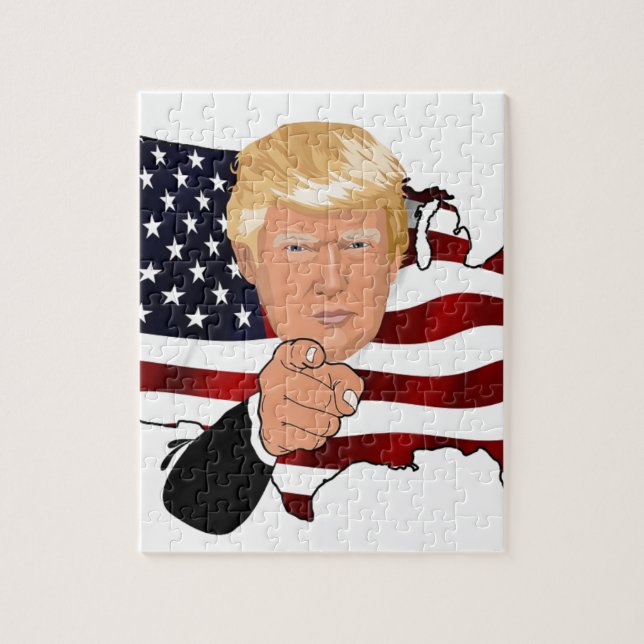 Trump President Uncle Sam Usa America Flag Jigsaw Puzzle (Vertical)