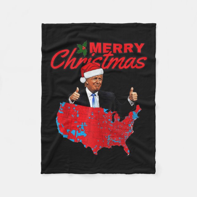 Trump Presidential Election Results Map Funny Chri Fleece Blanket (Front)