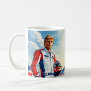 Trump Racing Race Car Driver w Helmet NASCAR MAGA Coffee Mug
