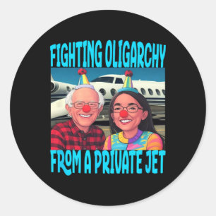 Trump Republican Fight Oligarchy From Private Jet  Classic Round Sticker
