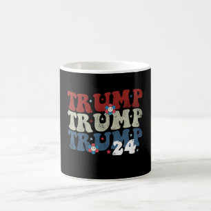 Trump Retro Groovy Flower 24 2024 Election Coffee Mug