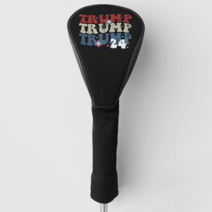 Trump Retro Groovy Flower 24 2024 Election Golf Head Cover