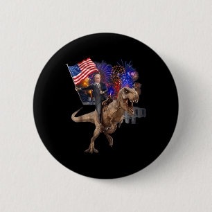 Trump Riding A Dinosaur T-rex Suppor Trump 2020 6 Cm Round Badge