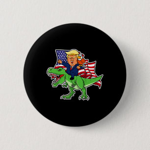Trump Riding A Dinosaur Trex Funny Merica Patrioti 6 Cm Round Badge