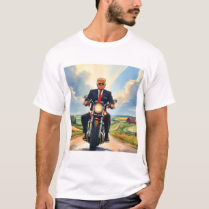 Trump Riding Motorcycle America's Farmland US MAGA T-Shirt