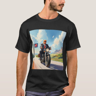 Trump riding Motorcycle past 47 sign Southwest USA T-Shirt