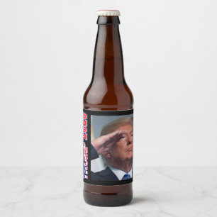 Trump Salutes the Flag Beer Bottle Label