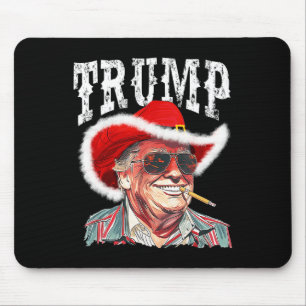 Trump Santa Cowboy Hat Christmas Texas Western How Mouse Pad