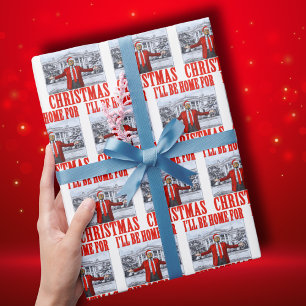 Trump Santa Hat   Trump I'll Be Home For Christmas Wrapping Paper