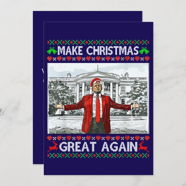 Trump Santa Hat | Trump Make Christmas Great Again Holiday Card (Front/Back)