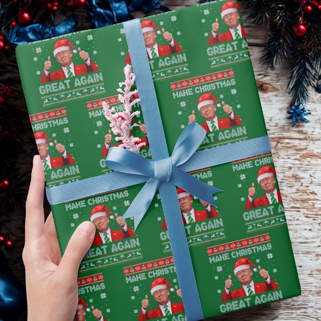 Trump Santa Hat, Trump Make Christmas Great Again Wrapping Paper (Creator Uploaded)