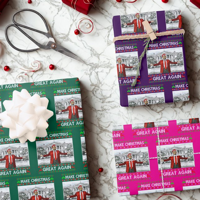 Trump Santa Hat | Trump Make Christmas Great Again Wrapping Paper Sheet (Creator Uploaded)