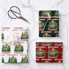 Trump Santa Hat Wrap | Santa's Favourite President Wrapping Paper Sheet