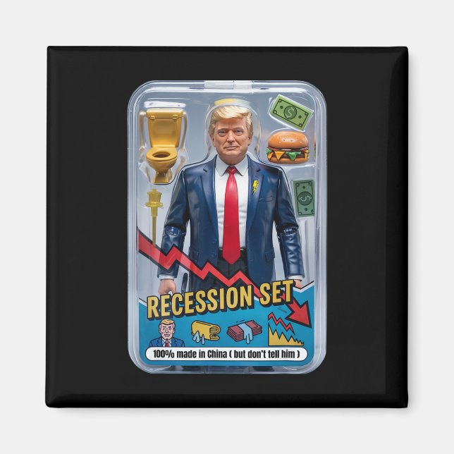 Trump Satire Survived Recession Box Set Action Fig Magnet (Front)