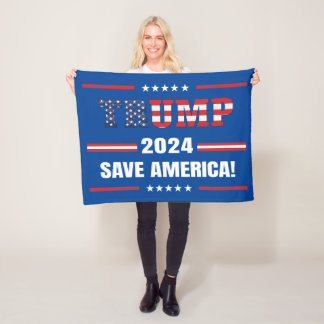 Trump save America again 2024 USA elections MAGA Fleece Blanket