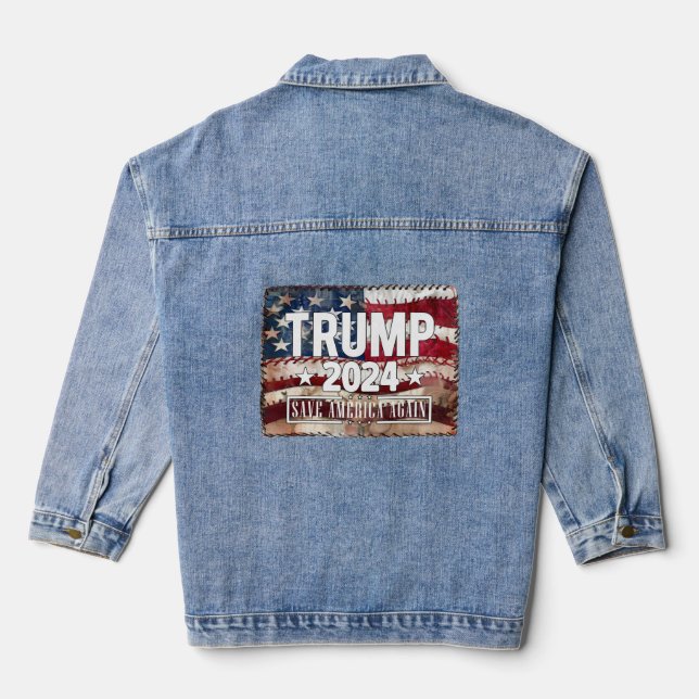 Trump! save America again. Denim Jacket (Back)