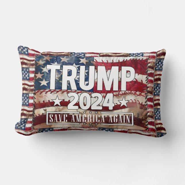 Trump! save America again. Lumbar Cushion (Front)