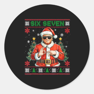 Trump Says 67 Meme Six Seven Funny Ugly Christmas Classic Round Sticker