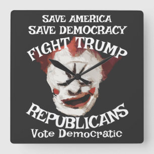 Trump Scam Republican Party MAGA Patriotic 2047 Square Wall Clock