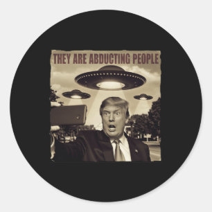 Trump Selfie Ufo Alien Abduction  Classic Round Sticker