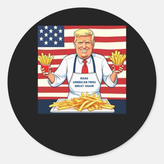 Trump Serving Mcdonalds Fries  Classic Round Sticker (Front)